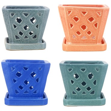 MCarr 6PC 5" Sq Diamond Orchid Pot Mixed Asst