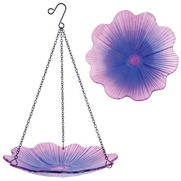 Natures Way 11in EcoCycle Hanging Birdbath Violet Begonia