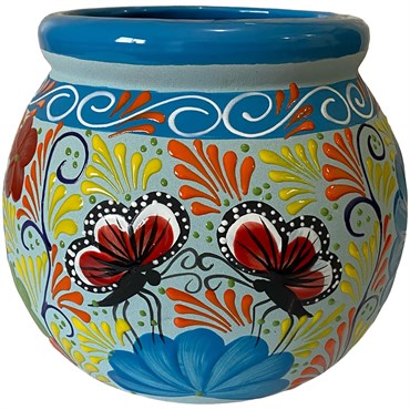 Talavera 11.5" Bella Especial Esfera Pot Lite Blue