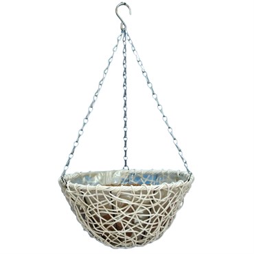 Gardener Select 12" Round Bottom Hanging Basket White Wicker 20/CS