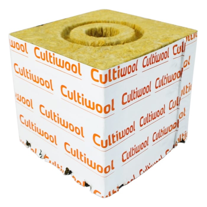Cultiwool 6" x 6" x 6" Block w/ Optidrain & Donut Ring (48 Blocks/Case) - Cultilene