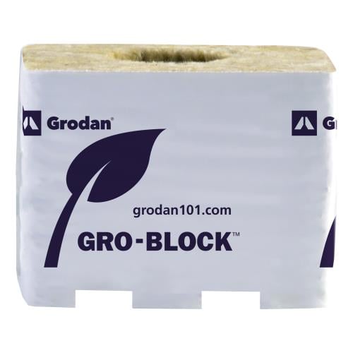 Gro Block Improved Medium 4Inches GR7,5 w/ hole (4Inchesx4Inches3.1Inches) wrapped (6/strip- 32 strips per cs) 192 per case