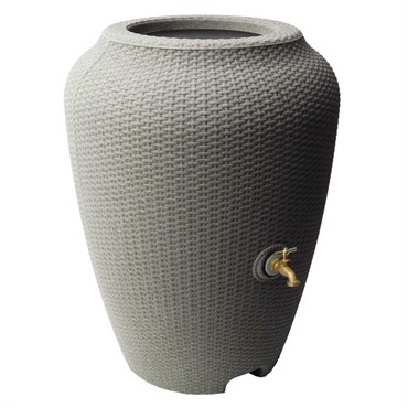 Algreen 50gal Wicker Rain Barrel Warm Gray