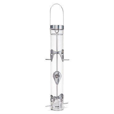 Droll Yankee 16" 6 Port Silver Sunflower RingPull Tube Feeder