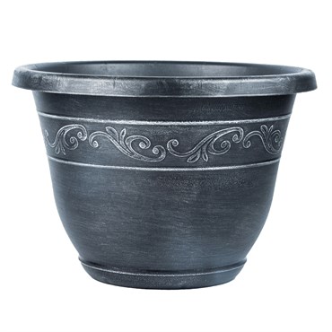 Grower Select 14.00 Kacey Planter Silver Wash 18 Liter 4.76gal Bulk 1020/PL - 15.98in OD x 11.22in H