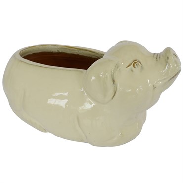 MCarr 19" Pig Planter Light Cream