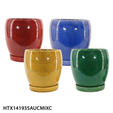 MCarr 16PC Round Egg Pot W/Saucer Set Mix Colors