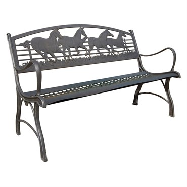 Painted Sky Bench Running Horse Iron