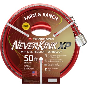 Teknor 3/4"x50' NeverKink XP Farm & Ranch Hose Red