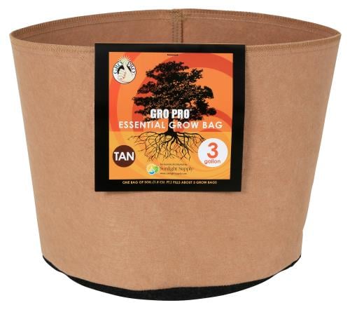 Gro Pro Essential Round Fabric Pot - Tan 3 Gallon (72/Cs)