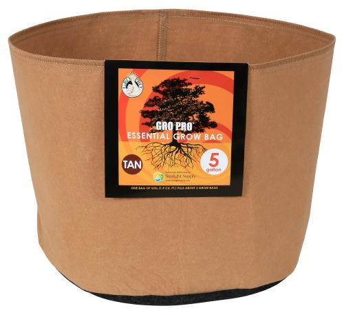 Gro Pro Essential Round Fabric Pot - Tan 5 Gallon (90/Cs)