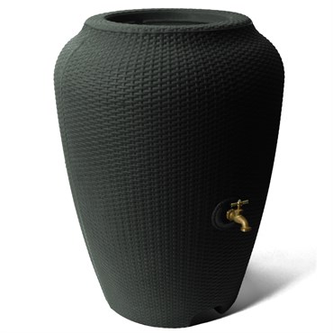 Algreen 50gal Wicker Rattan Rain Barrel Black