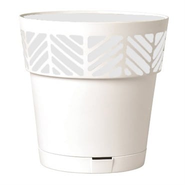 Deroma 9.9" Mosaic White/ Grey Planter