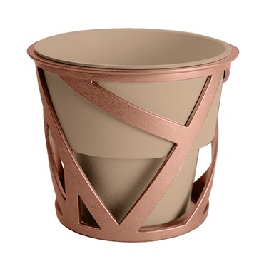 HC 4" Curio Planter Artisan Taupe w/ Copper Stand