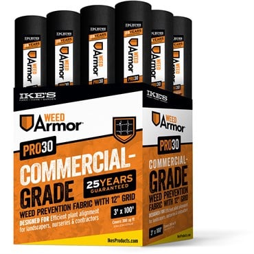 IKES 3'x100' Weed Armor Pro30 Commercial Grade Fabric 25yr 3.2oz 12" Sulzer Grid