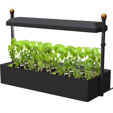 Panacea Modern Farmouse Gardener Tabletop House Planter with Grow Light and Stand Matte Black