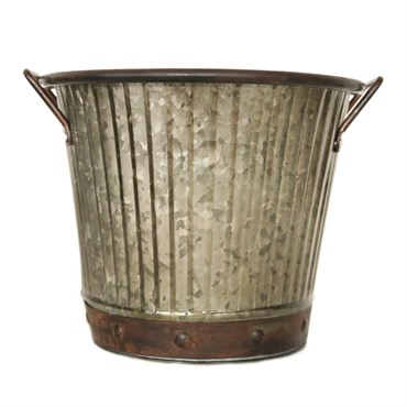 Robert Allen 4" Washboard Planter w/ Handle Aged Mocha