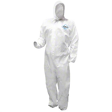 ProWorks Disposable Coverall, Microporous, Elastic Wrist, Ankles, and Hood, White, Medium, 12/CS