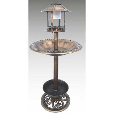 DDI Resin Birdbath with Feeder and Solar Light