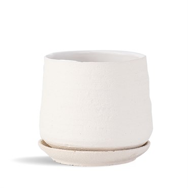 PHG 6.5"x6.5" Hand Rolled Pot With Attached Saucer Sand Milky White