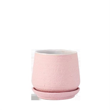 PHG 6.5"x6.5" Hand Rolled Pot With Attached Saucer Sand Pink