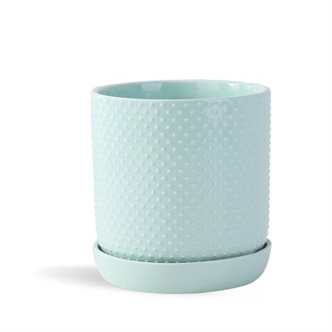 PHG 5"x5.5" Dotted Cylinder Planter Pastel Green Case of 8