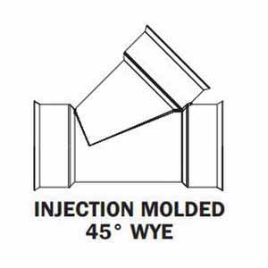 ADS Soiltight Wye, Bell-End HDPE 45 Degrees Degrees Dual Wall Injection Molded N-12, Black 6" | DFD681ST