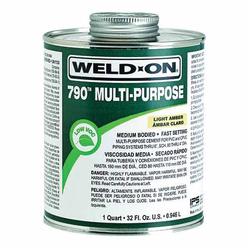 PVC Cement, 1 qt Metal Can 790 Series Low VOC Multi-Purpose