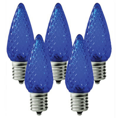 Christmas Light Bulb, Faceted E17 C9 LED Blue Transparent