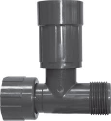 Black PVC Tee 1 in. Nut x MTHD x Female Value Connector Manifold | 1201-010