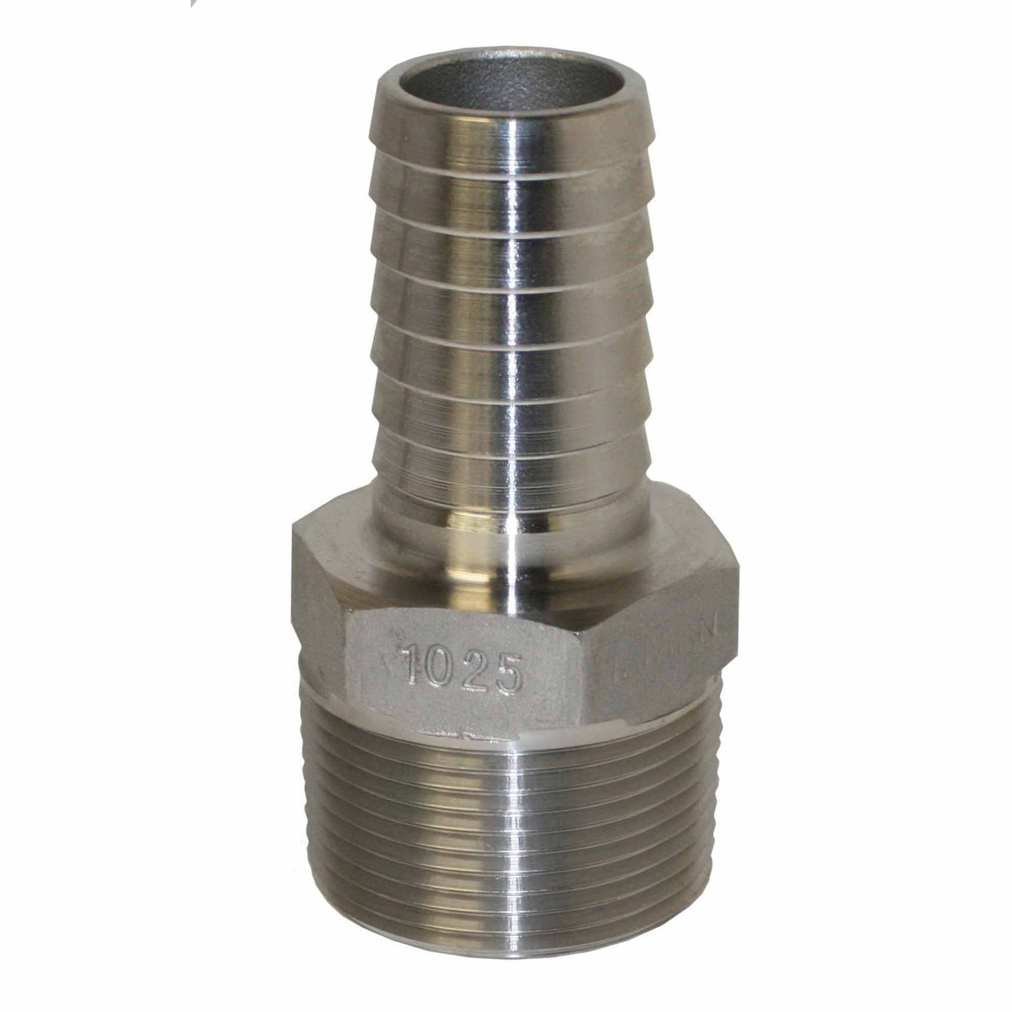 Adapter, 1" x 1-1/4"Insert x MNPT Stainless Steel with Hex