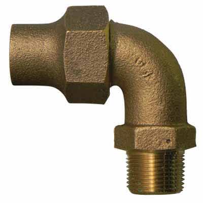 Elbow, 1"Flare x MNPT Brass 74779M Series 90 Degrees 1/4 Bend