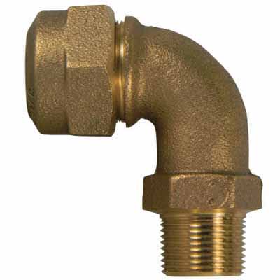 Elbow, 3/4"Type Q CTS Compression x MNPT Brass 74779MQ Series 90 Degrees 1/4 Bend