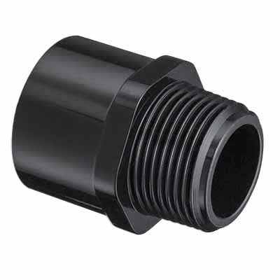 Sch. 40 Black PVC Reducing Adapter 1-1/2" MIPT x Socket | 436015B