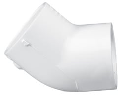 PVC Schedule 40 - 45 Elbow, 4" Slip White | 417040