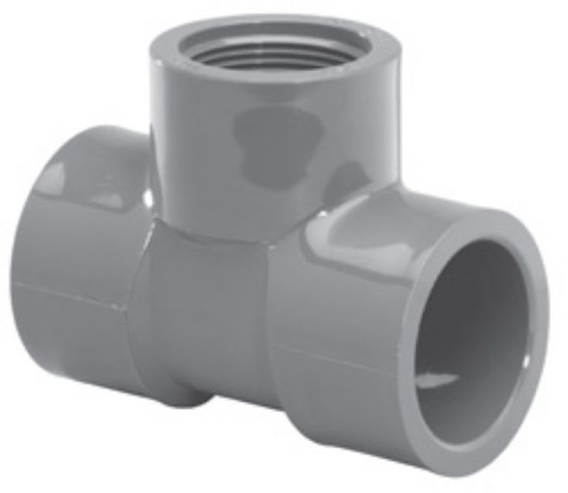 Sch. 80 Gray PVC Tee 2-1/2 in. x 2-1/2 in. x 2 in. Socket x Socket x Reducing FIPT | 802292