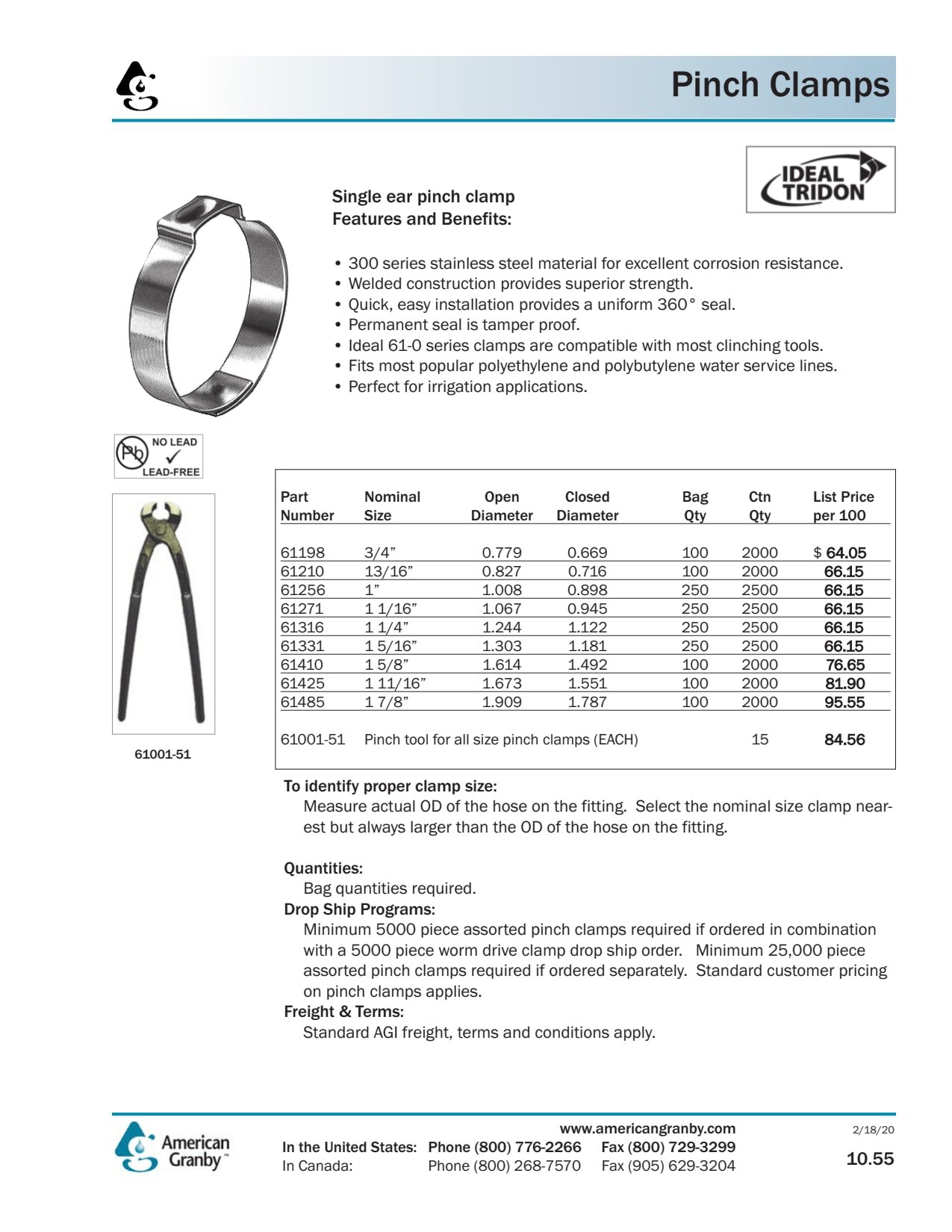 American Granby Pinch Clamp Tool For All Size Pinch Clamps | AMG6100151