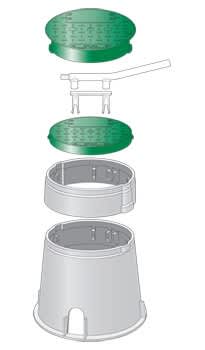Valve Box, 10" Round Black Box Control Valve with Green Lid