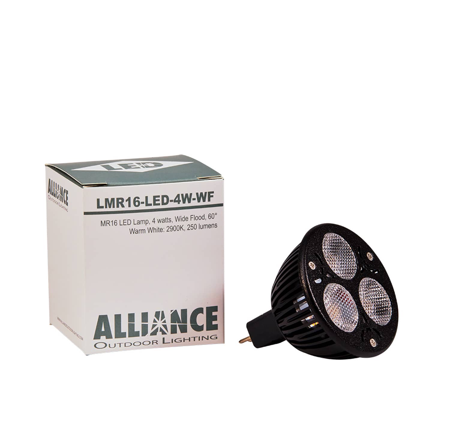 Alliance Lighting Wide Flood Light, 4W MR-16, 250 Lumens 2900K Cree XPC LED | AOLLMR16LED4WWF