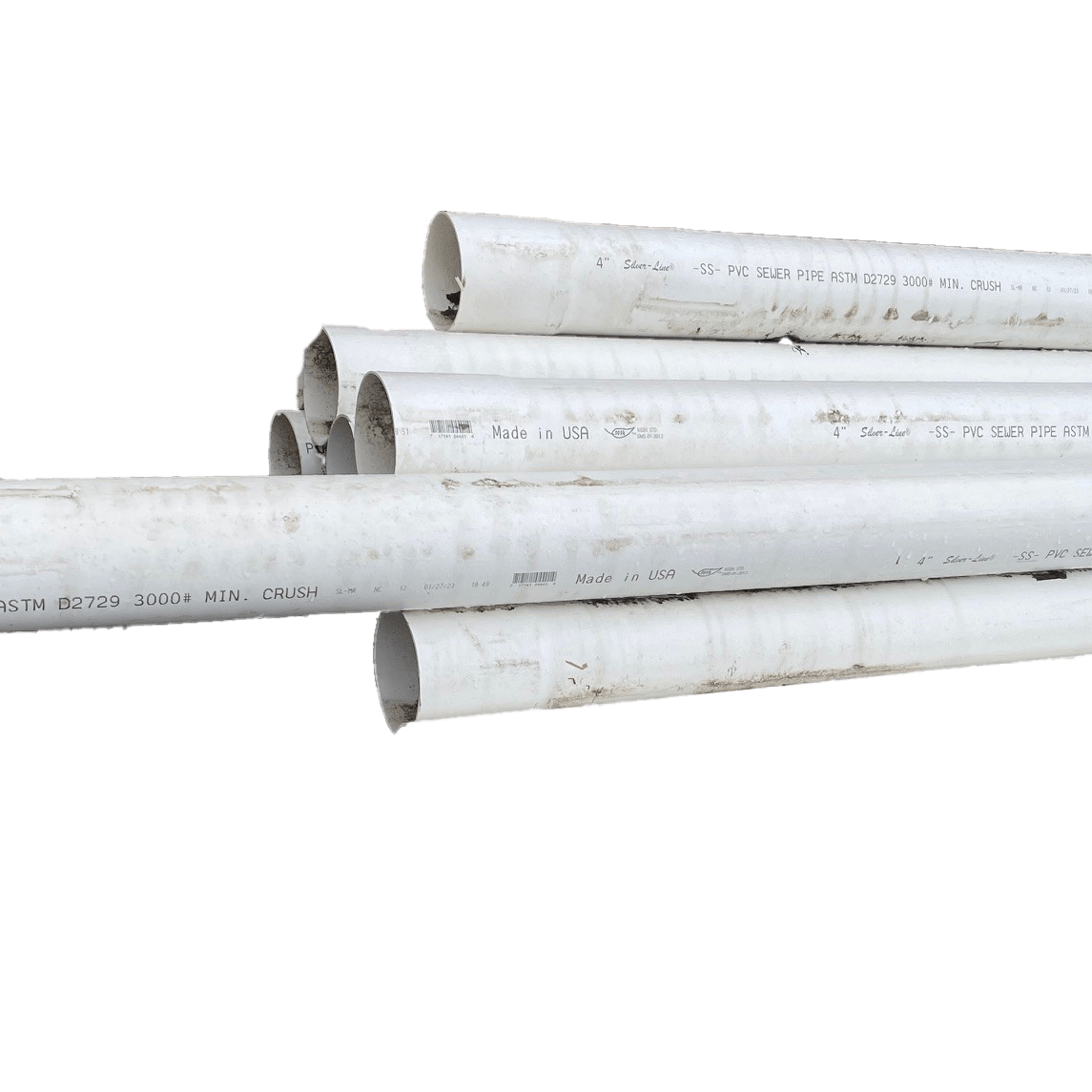 Sewer and Drain Pipe, 4" x 10'Bell End White PVC Solid