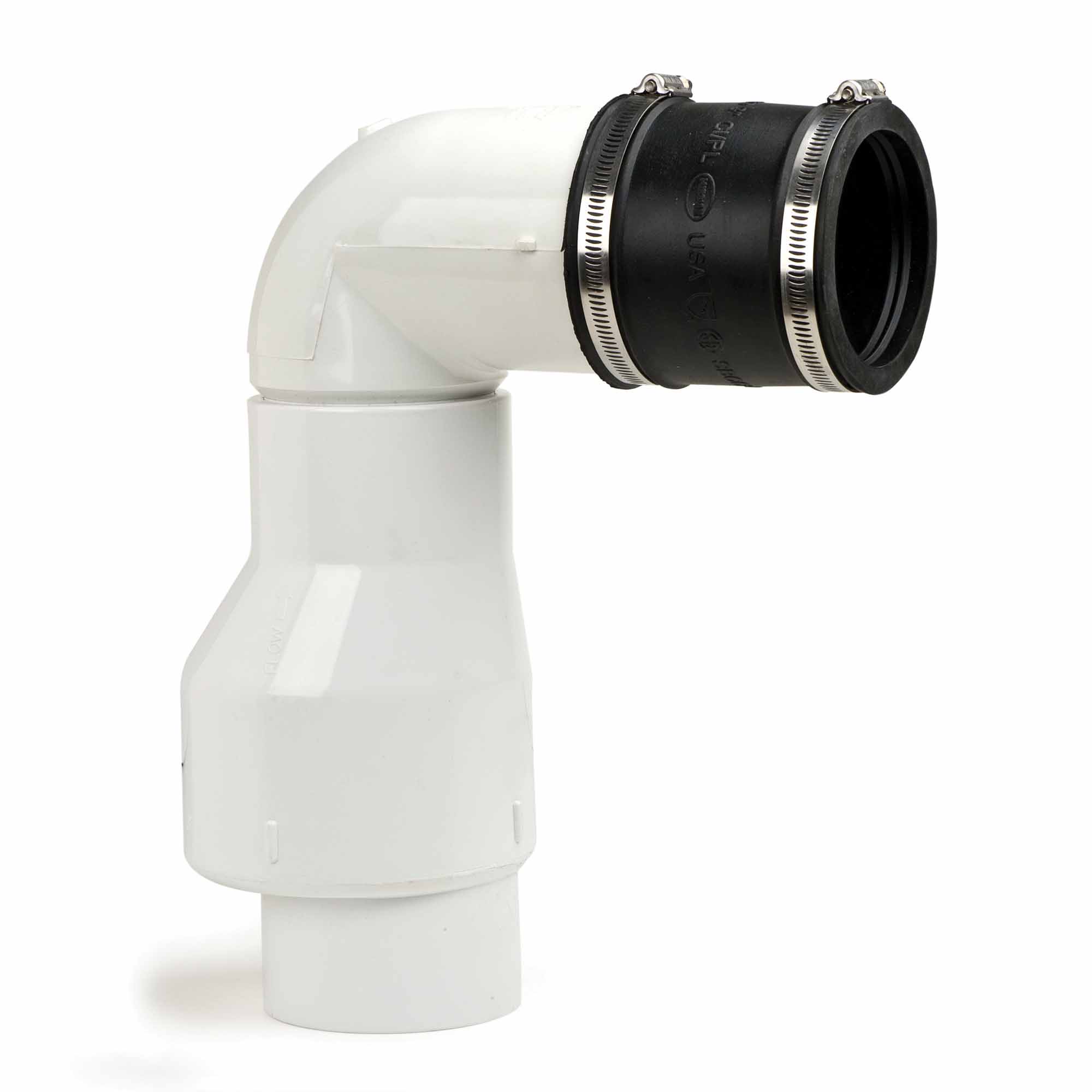Swing Check Valve, 3"Slip x Rubber Coupling PVC Full Flow