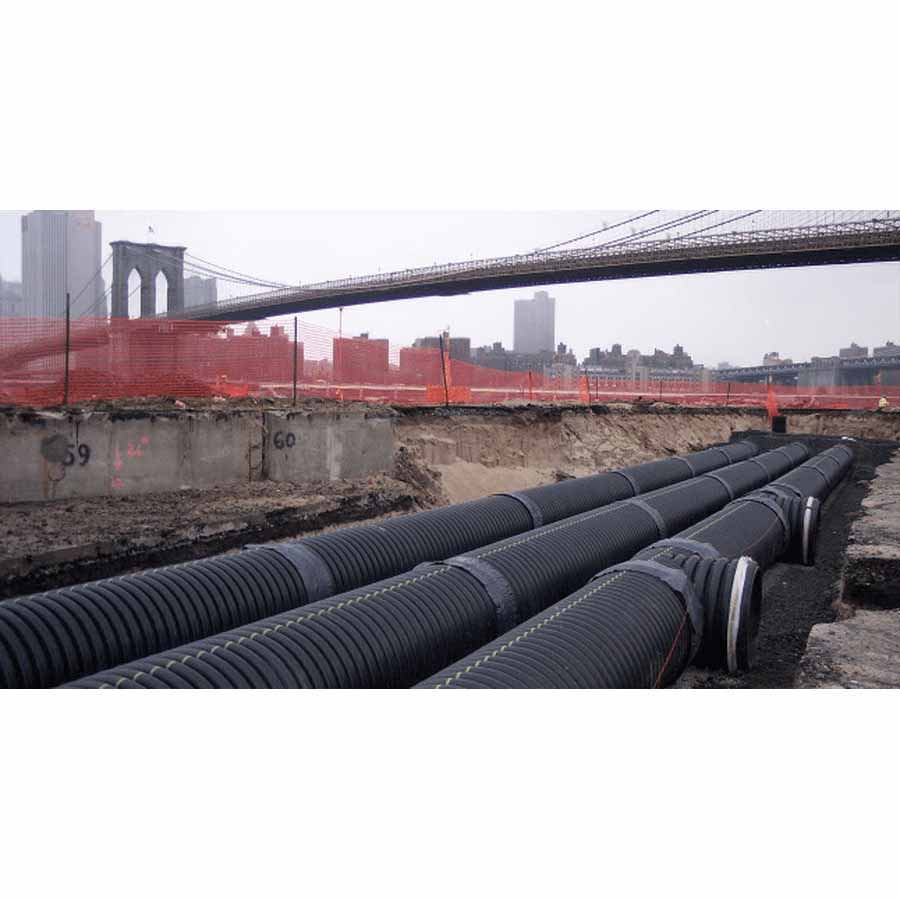 ADS Drainage Pipe, HDPE Dual Wall Soil-Tight N-12 Black, Bell-End x Spigot, 15" x 20' | DPE150DW