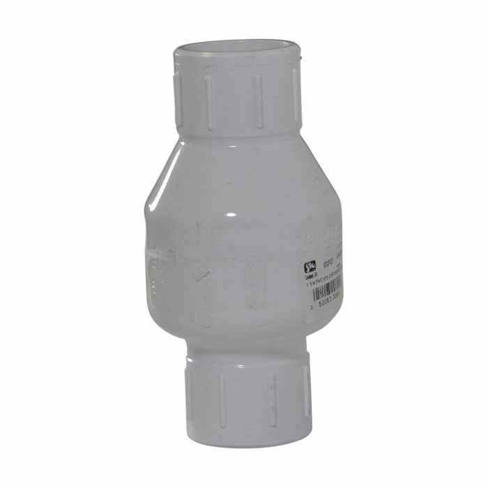 Spring Check Valve, 1-1/2" Slip White PVC 200 psi 1012 Series with Flow Control