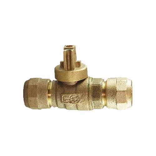 Ball Valve Curb Stop, 1"CB Compression Lead-Free Cast Brass 300 psi 202NL Series