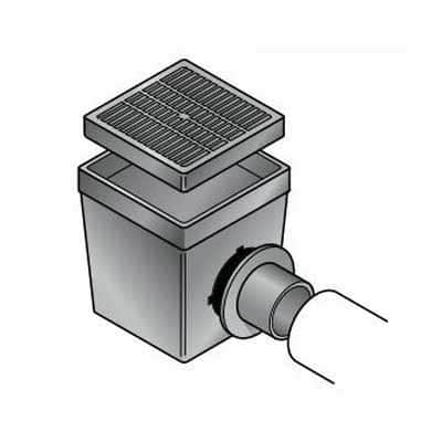 12" x 12" Square Catch Basin Kit E47, 2-Outlet with Green Grate