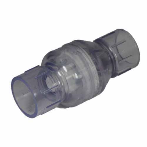 Spring Check Valve, 2" Slip Clear PVC 125 psi 1011 Series with Flow Control