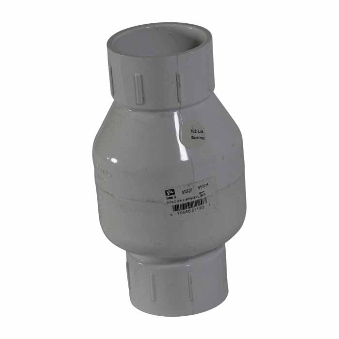 Spring Check Valve, 2" Slip White PVC 200 psi 1012 Series with Flow Control