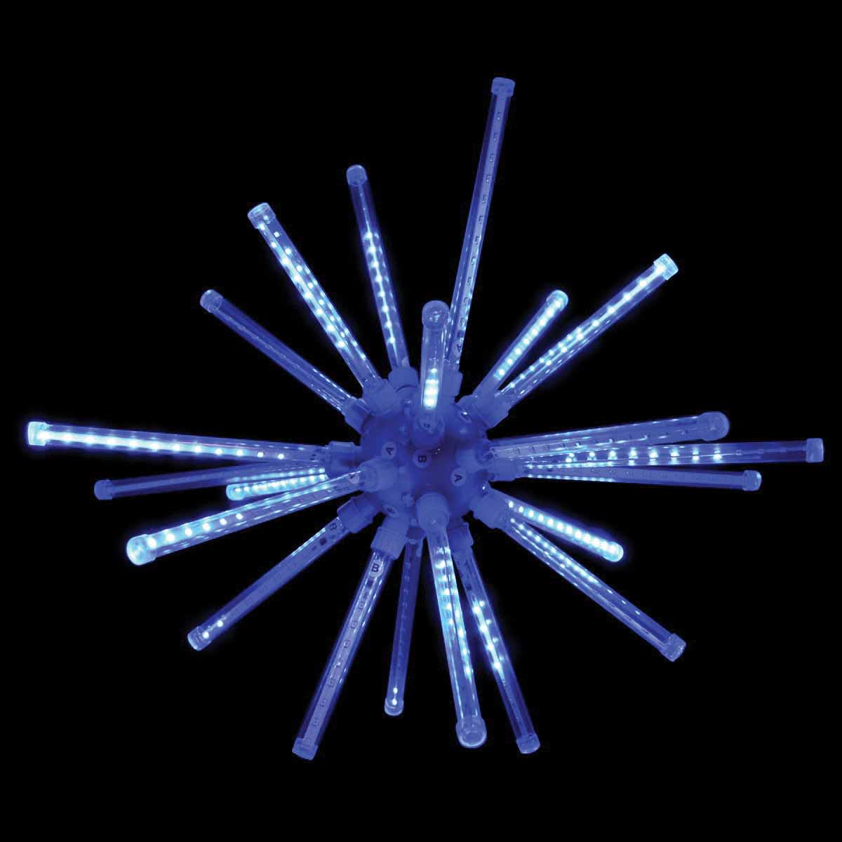 A LED 3D Meteor Burst, 20" Blue Steel Frame Low Voltage Combo