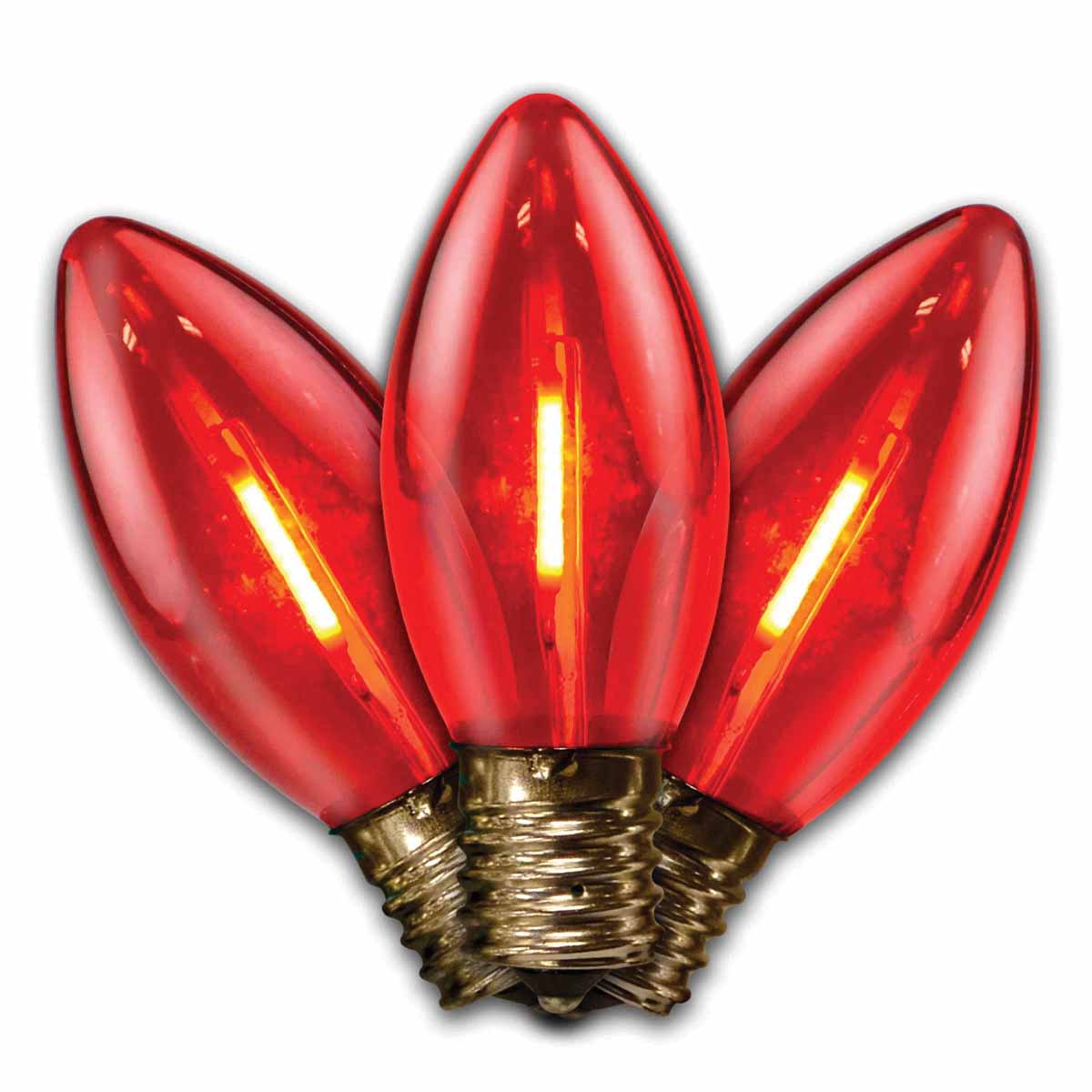 Christmas Light Bulb, Smooth E17 C9 LED Red Transparent Filament