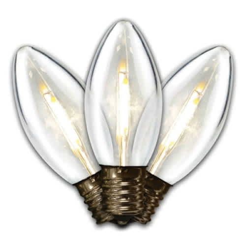 Christmas Light Bulb, Smooth E17 C9 LED Warm White Transparent Filament | BU-25FLD-SC9-TWW